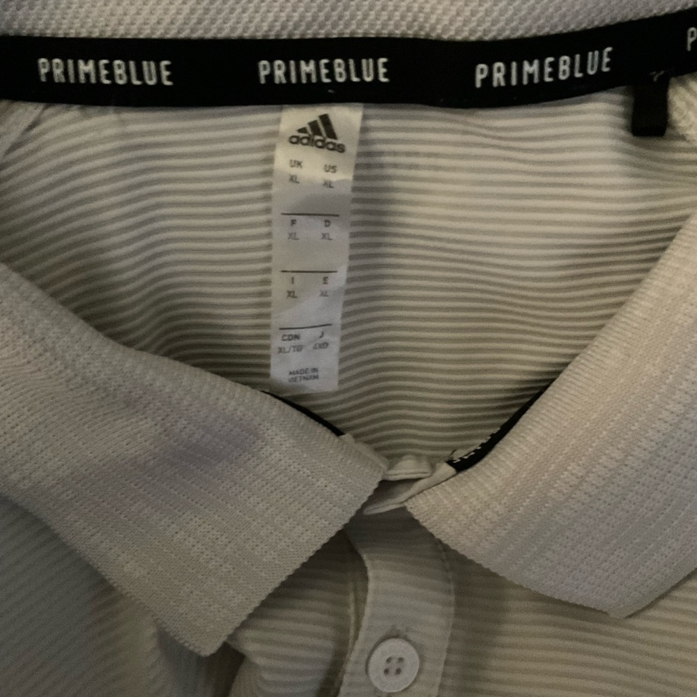 Men’s used size XL adidas prime blue white golf polo shirt short sleeve Pre own - Picture 4 of 4